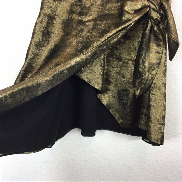 Zara Shimmery Gold Bronze Wrap Mini Cocktail Dress - Picture 8 of 11